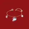 Bracelet Swarovski de styliste pour femmes, collier de luxe en argent Sterling S925 plaqué or Rose, collier de veau, cadeau à la mode