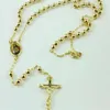 18K Real Yellow Gold Rosary Pray Bead The Holy Spirit Jesus Cross Necklace chain in a gift box Not satisfied with the refund197f