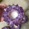 Decorative Figurines 1pcs Healing Crystals Crafts Natural Amethyst Cluster Candle Holder For Decoration