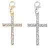 20 pz / lotto argento placcato oro strass croce pendente pendente charms adatto per creazione di gioielli con medaglione galleggiante magnetico245C