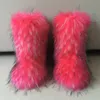 Boots Flat Heel High Bang Simulated Raccoon Dog Fur Snow Winter Warm Medium Womens Shoes 230830