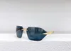 okulary przeciwsłoneczne dla męskich designerskie okulary zakrzywione ultra cienkie metalowe złoto żółte obiektywy bez krawędzi ozdobionymi fasetowanymi trójkątami Nowa moda kwadratowa rama