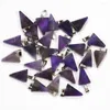 Pendant Necklaces Natural Stone Amethyst Exquisite Necklace Triangle Charms Fashion Jewelry Making Earring Gift Accessorie Wholesale 25Pc