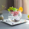Dinnerware Sets Glass Caviar Chiller Server Set Serving Dish With Holder Fruit Salad Bowl Base For Dip Dressing Salsa