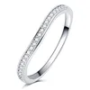 Fullständig klar zirkonsten Pave Silver Color Wave Ring Engagement Cocktail Wedding Alliance for Women Girls232w