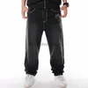 メンズジーンズの男ルーズバギージーンズヒップホップスケートボードデニムパンツストリートダンスヒップホップラップ男性ブラックトゥレス中国のサイズ30-46L231003