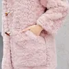 Manteau d'hiver en fourrure pour femmes, veste en peluche rose, vêtements d'extérieur pour dames, bouton en fausse corne Rex, moelleux, 2023