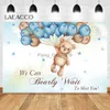 Tło Materiał Teddy Bear Baby Shower Tła do fotografii Dziecko Przyjęcie urodzinowe Dostosowane plakat kwiaty