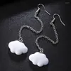 Dangle Oorbellen Leuke Eenvoudige Wolk Met Ketting Korea-stijl Wit Bungelend Voor Dames 2023