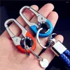 Keychains Men Keychain Hook Stainless Steel Buckle Outdoor Carabiner Climbing Tool Double Ring Car Fishing Key Accessories