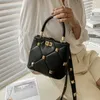 Star Style Shoulder New Rivet Bucket Large Capacity Women's Fashion Lingge Handheld Crossbody Bag model 9236