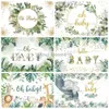 Bakgrundsmaterial OH Baby Shower Bakgrund Nyfödda barn 1: a födelsedagsfest Green Leaves Floral Cake Smash Photography Props Bakgrund Banners YQ231003