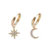Boucles d'oreilles créoles JUJIE 316L en acier inoxydable cristal étoile lune pour femmes Brincos asymétrie bijoux vente en gros/goutte