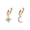 Orecchini a cerchio JUJIE 316L in acciaio inossidabile Crystal Star Moon per le donne Brincos Asimmetria Gioielli all'ingrosso / Goccia