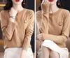 THic Designer puff cashmere sweater women's round neck sweaters fashion versatile embroidery Wool knit bottom shirt lady Cardigan Sweatshirts