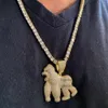 Hip Hop 9ct Moissanite Real 925 Silver 14k Gold Plated Gorilla Pendant Ape Iced Necklace