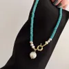 Designer Fashion Lazurite Lapis Lazuli Turquoies freshwater pearl beads chain necklace jewelry&jewel
