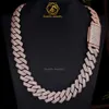 Merk mode vrouw 3 Rijen 15mm Vvs Moissanite Ice Out Heren Miami Cubaanse Ketting 925 Sterling Zilver goud Hip Hop Sieraden