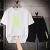 Herrspåriga söta hundgrafiska lyxiga korta uppsättningar överdimensionerade bomullsmän sätter Harajuku Cartoon Graphic Streetwear Quality T-shirt Shorts Outfits 230928