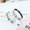 New Fashion Black White Enameled Ring Luxury INS style Rose Gold Plated Stainless Steel Jewelry 4mm