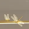 Pendant Lamps Nordic Simple Long Dragonfly Chandelier Living Room Dining For Home Decro Line Led Lighting Table Hanging Lamp