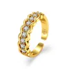 Wedding Rings Women's Fashion Hollow Wave CZ Stone Inlaid Geometric Open Ring Band Trendy Jewelry Female Party