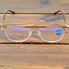 Sunglasses Fashion Half-rim Golden Frame 4 Leaf Clover Decoration Spectacles Multi-coated Reading Glasses 0.75 To