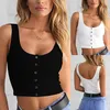 Tanques femininos moda sexy botão tanque superior colete fora do ombro blusa halter camiseta recortada y2k topos bonito pano de luxo