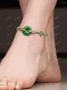 Anklets antik gan qing jade anklet grön dongling fotkedja cloisonne tillbehör ornament 2023 kvinnlig