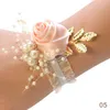 Dekorative Blumen Brautjungfer Armband Hochzeit Schwestern Hand mit Perle Braut Handgelenk Blume Party Prom Supplies