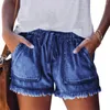 Shorts femininos jeans mulheres jean calças curtas com bolso exercício correndo escritório casa viagem moda roupas de verão branco s