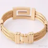 Gold Farbe Draht Kabel Männer Charme Armbänder Armreifen Titan Stahl Neue Männer Mode Jewelry263Y