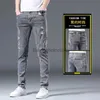 Mäns jeans 2023 Spring och Autumn New Classic Fashion Solid Colastic Jeans Men's Casual Slim Hate