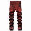 Jeans pour hommes Marque hommes jean de haute qualité mince cravate colorant neige lavage brique rouge Denim pantalon droit Vintage Streetwear mode pantalon décontracté L231003