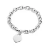 Braccialetti con ciondoli Bracciale donna in acciaio inossidabile GIOIELLI Etichetta cuore Rolo Cavo Femme con etichette Bracciale per coppie Catena Link297a