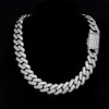 marca moda donna 20mm argento 925 Vvs Moissanite Cz diamante catena a maglia cubana uomo Hip Hop 14k oro 18k Baguette ghiacciato