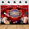 Background Material Cinema Film Theme Birthday Photo Backdrop Popcorn Stage Red Carpet Birthday Party Photocall Photography Background Photo Studio YQ231003