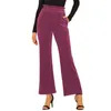 Aktywne spodenki Ladies Solid Color Pocket Fruffled High Taist Elastyczne spodnie do jogi z paskiem Cechy: Dress Pant Women