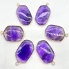 Hänghalsband 10st Natural Stone Amethyst Fluorite Rose Quartz Charms Connector Pendants for Jewelry Making