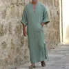 Roupas étnicas Homens Linho Macio Robes Muçulmanos Abaya Dubai Árabe Vestido Islâmico Kaftan Jubba Thobe Islam Trajes Tradicionais