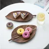 Plattor träbladplatta hand snidad salladsnacks dessert tallrik unik aptitretare serverar bricka frukt maträtt för hemrestaurang (