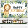 Bakgrundsmaterial Jungle Animal Safari Party Bakgrund Backdrop Wild One 1st Happy Birthday Party Decoration Nyfödd baby shower Foto Bakgrund YQ231003