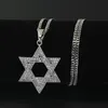 Hänghalsband religiösa menorah och stjärna av David Je halsband rostfritt stål 3 5mmcuban kedja hiphop bling juvelery för M293s