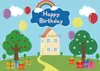 Background Material Spring 1st Birthday Kid Background Baby Shower Tree Balloon Blue Banner Pig House Backdrop Photozone Photography Vinyl YQ231003