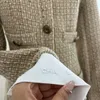 Projektantka damska sukienka francuska zaawansowane poczucie małego zapachu Tweed sukienka Średnia długość mankietu mankiet mankiet fanny