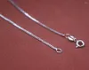 Chains Real Pure 18K White Gold Chain Women Lucky 1mm Box Link Necklace 3-3.1g/43cm