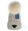 Bonnet chaud d'hiver pour femme, grand pompon en fausse fourrure, bonnet à pompon tricoté, casquette de Ski, noir, bleu, blanc, rose