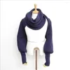 スカーフの女性冬のファッション長いスカーフプレッピーなスタイルかぎ針編み編みケープレディ濃い暖かいショールラップ