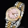 Clean Factory CF 279383RBR A2671 Automatic Ladies Watch 28mm Two Tone YG Daimonds Bezel Pink Dial 904L Jubileesteel Bracelet Super Version Womens Puretimewatch C3