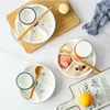 Plates Nordic Net Celebrity One-person Ceramic Breakfast Grid Plate Reduced Fat Quantitative Household Children's Set